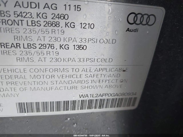 Audi 2.0t 2016 WA1L2AFP0GA080934 Image 9