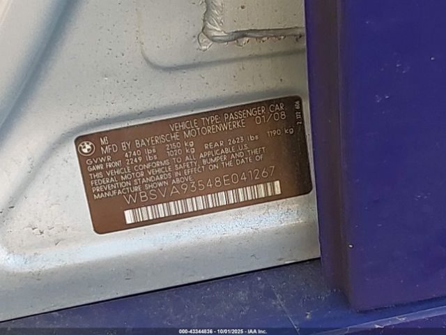 2008 BMW M3 WBSVA93548E041267 Photo 8