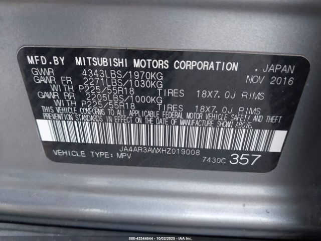 2017 MITSUBISHI OUTLANDER SPORT JA4AR3AWXHZ019008 Photo 8