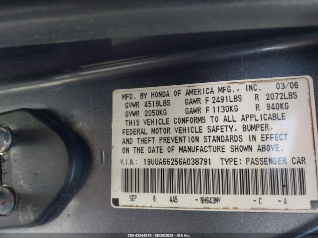 2006 ACURA TL 19UUA66256A038791 Photo 8