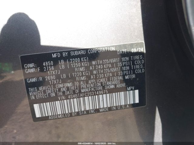 2025 SUBARU OUTBACK 4S4BTAFC2S3149675 Photo 8