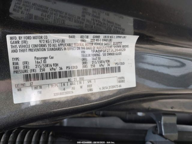2018 FORD FOCUS 1FADP3F27JL264829 Photo 8