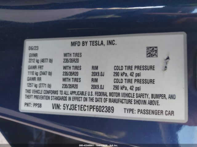 2023 TESLA MODEL 3 5YJ3E1EC1PF602389 Photo 8