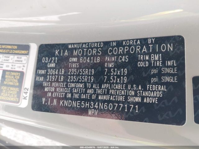 2022 KIA CARNIVAL MPV KNDNE5H34N6077171 Photo 8