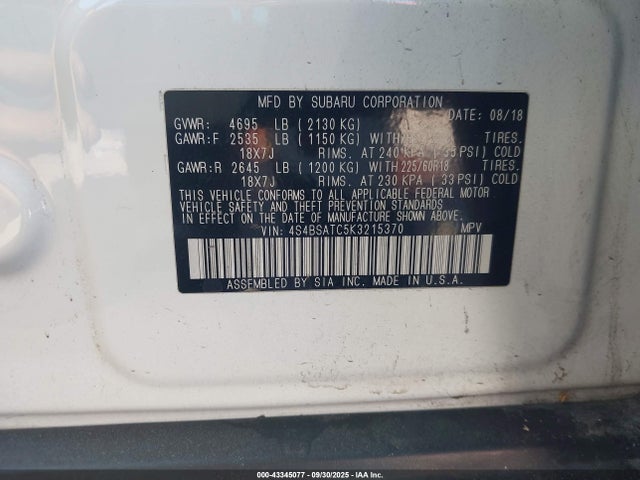 4S4BSATC5K3215370 Subaru na u5