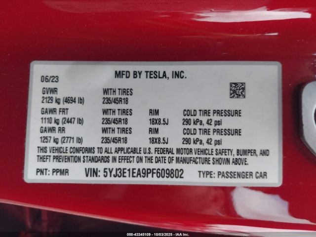 2023 TESLA MODEL 3 5YJ3E1EA9PF609802 Photo 8