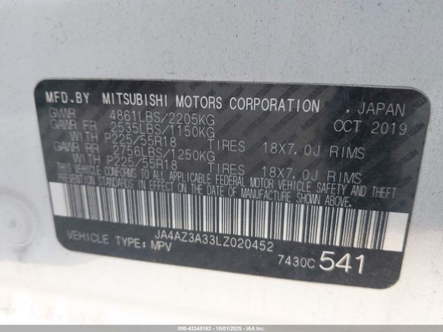 2020 MITSUBISHI OUTLANDER JA4AZ3A33LZ020452 Photo 8