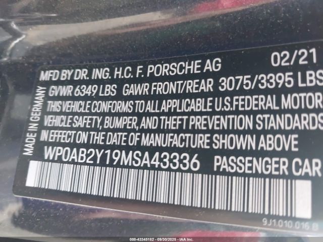 2021 PORSCHE TAYCAN WP0AB2Y19MSA43336 Photo 8