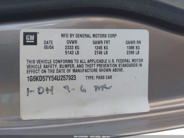 2004 CADILLAC DEVILLE 1G6KD57Y54U257923 Photo 8