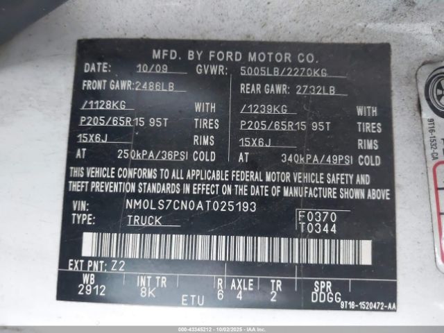 2010 FORD TRANSIT CONNECT NM0LS7CN0AT025193 Photo 8