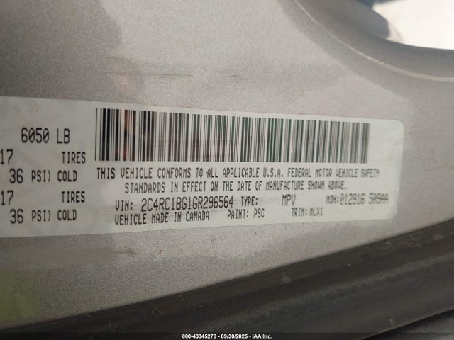 2C4RC1BG1GR296564 Chrysler Town and Country