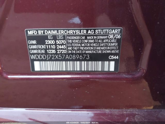 2007 MERCEDES-BENZ CLS 550 WDDDJ72X57A089673 Photo 8