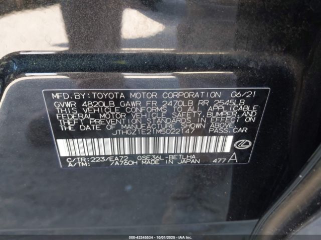 2021 LEXUS IS 350 JTHGZ1E21M5022147 Photo 8