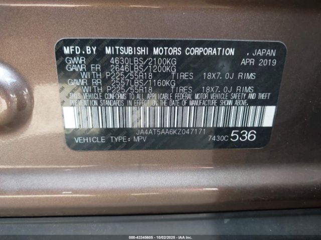 2019 MITSUBISHI ECLIPSE CROSS JA4AT5AA6KZ047171 Photo 8