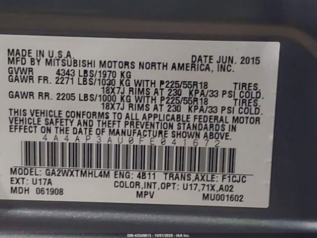 2015 MITSUBISHI OUTLANDER SPORT 4A4AP3AU0FE041672 Photo 8
