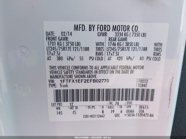 Ford F-150 2014 1FTFX1EF2EFB02770 Image 9