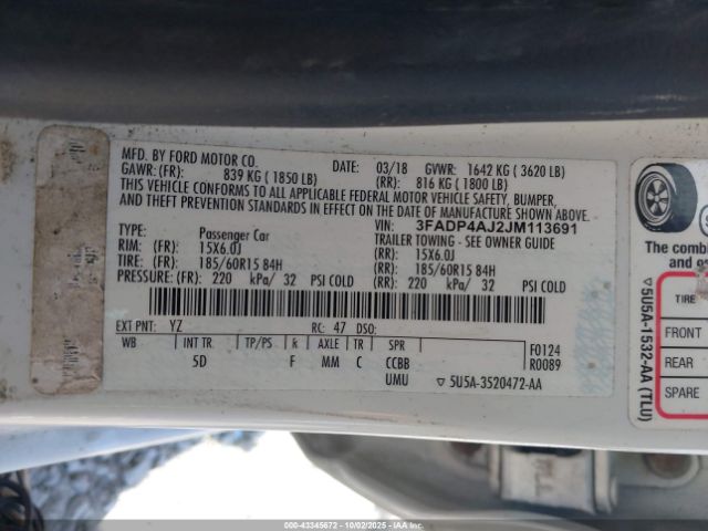 2018 FORD FIESTA 3FADP4AJ2JM113691 Photo 8