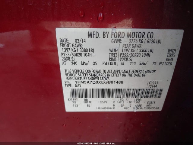 Ford Explorer 2014 1FM5K7D8XEGB61488 Image 9