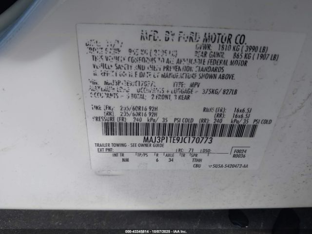 2018 FORD ECOSPORT MAJ3P1TE9JC170773 Photo 8