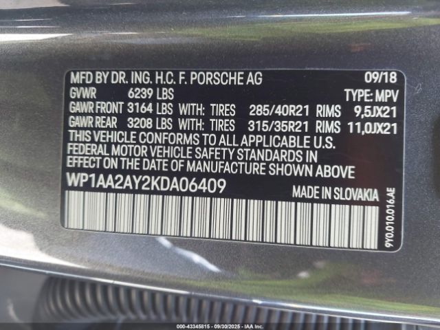 2019 PORSCHE CAYENNE WP1AA2AY2KDA06409 Photo 8
