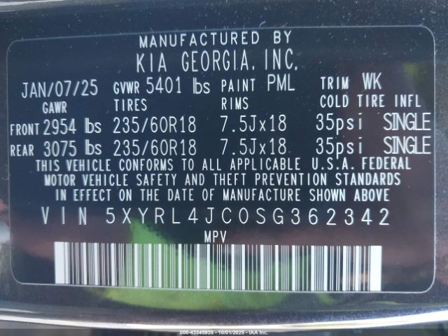 2025 KIA SORENTO 5XYRL4JC0SG362342 Photo 8