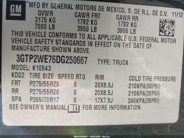 2013 GMC SIERRA 1500 3GTP2WE76DG250667 Photo 8