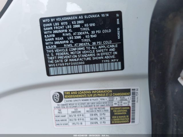 2015 VOLKSWAGEN TOUAREG WVGEF9BP0FD002900 Photo 8