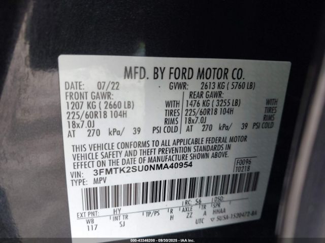 2022 FORD MUSTANG MACH-E 3FMTK2SU0NMA40954 Photo 8