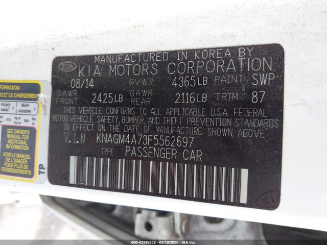 KNAGM4A73F5562697 KIA dohc gdi theta ii