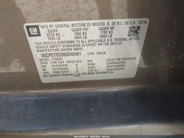 2014 CHEVROLET SILVERADO 1500 3GCPCTEC8EG543481 Photo 8