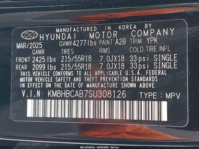 Hyundai mpi nu pe 2025 KM8HBCAB7SU308126 Image 9
