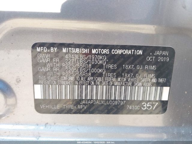 2020 MITSUBISHI OUTLANDER SPORT JA4AP3AUXLU009797 Photo 8