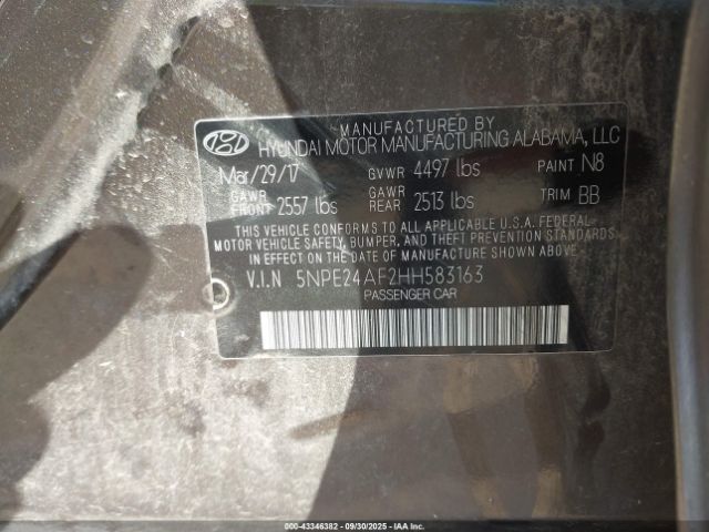 2017 HYUNDAI SONATA 5NPE24AF2HH583163 Photo 8
