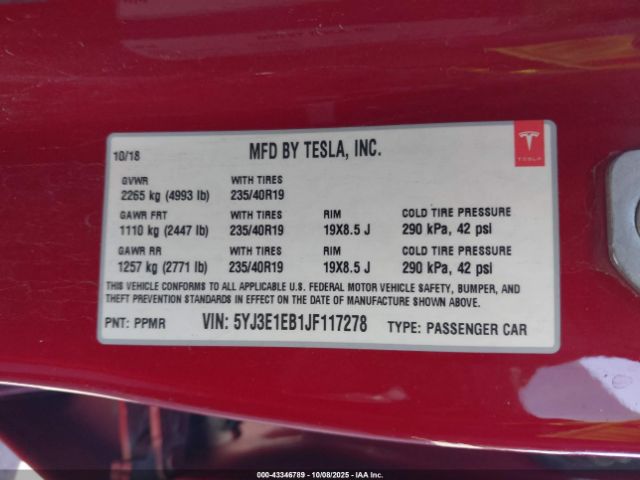 2018 TESLA MODEL 3 5YJ3E1EB1JF117278 Photo 8