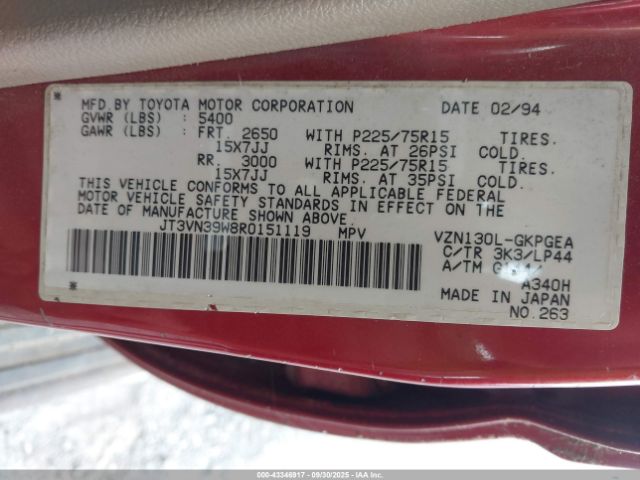 1994 TOYOTA 4RUNNER JT3VN39W8R0151119 Photo 8