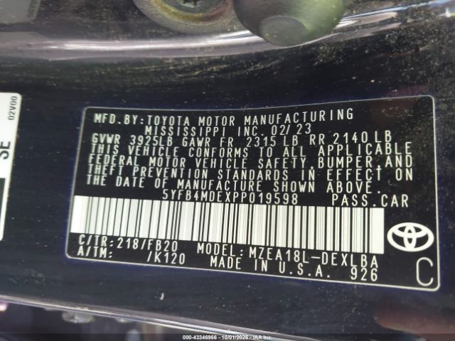 2023 TOYOTA COROLLA 5YFB4MDEXPP019598 Photo 8