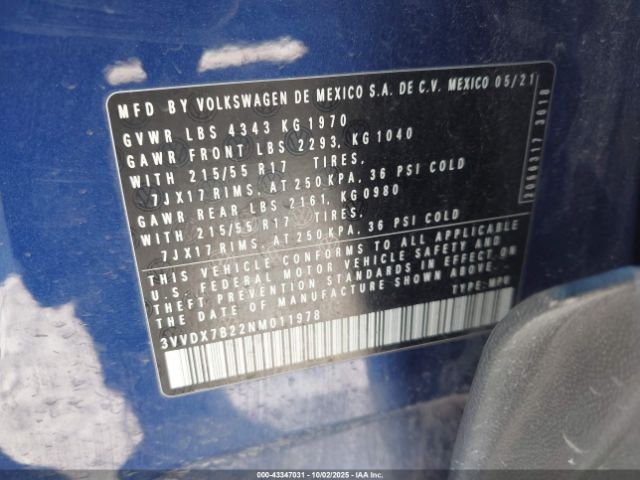 2022 VOLKSWAGEN TAOS 3VVDX7B22NM011978 Photo 8