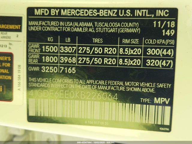 2019 MERCEDES-BENZ GLS 450 4JGDF6EE0KB226064 Photo 8