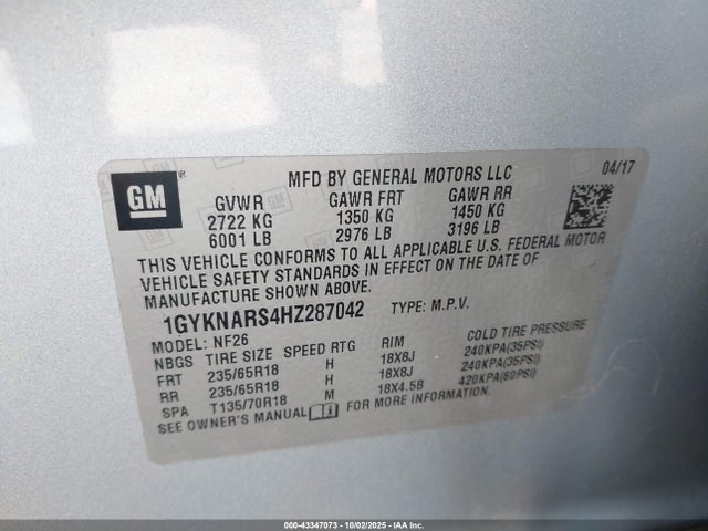 2017 CADILLAC XT5 1GYKNARS4HZ287042 Photo 8