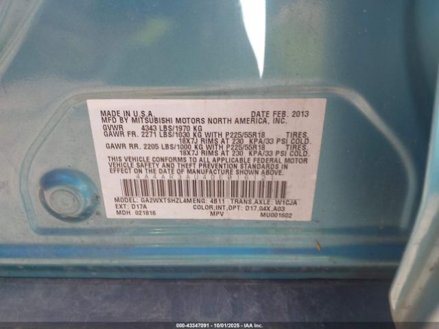 2013 MITSUBISHI OUTLANDER SPORT 4A4AR3AU4DE016121 Photo 8