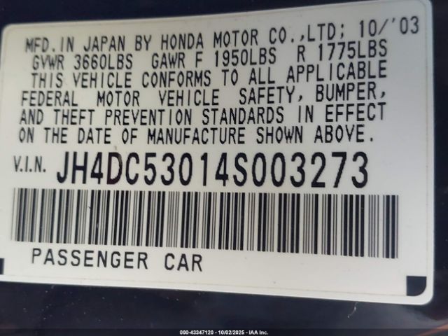 2004 ACURA RSX JH4DC53014S003273 Photo 8