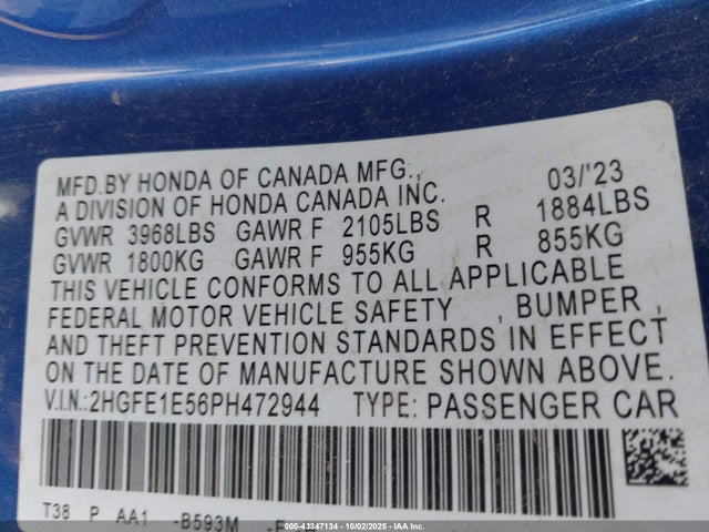 Honda CIVIC SI SEDAN 2023 2HGFE1E56PH472944 Image 9