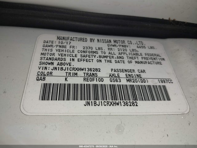 JN1BJ1CRXHW136282 Nissan 2017