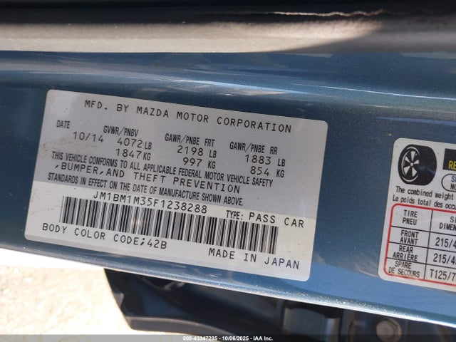 Mazda py 2015 JM1BM1M35F1238288 Image 9