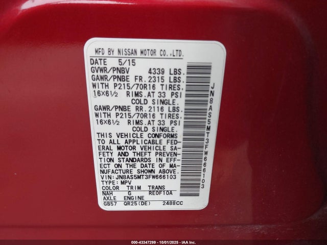 Nissan Rogue Select S 2015 JN8AS5MT3FW666103 Image 9