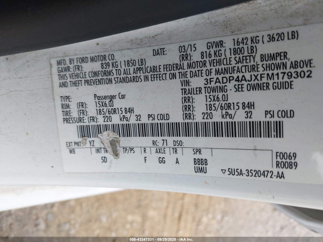Ford Fiesta 2015 3FADP4AJXFM179302 Image 9