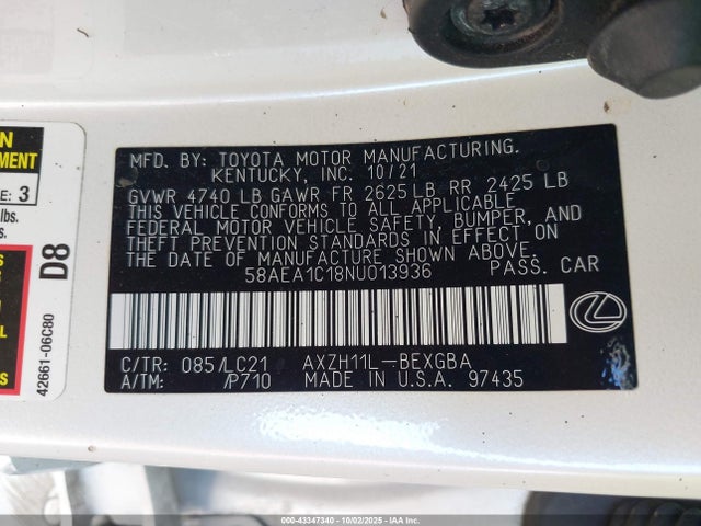 Lexus a25a-fxs, 3nm 2022 58AEA1C18NU013936 Image 9