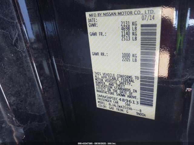 Nissan Maxima 2014 1N4AA5AP1EC489613 Image 9