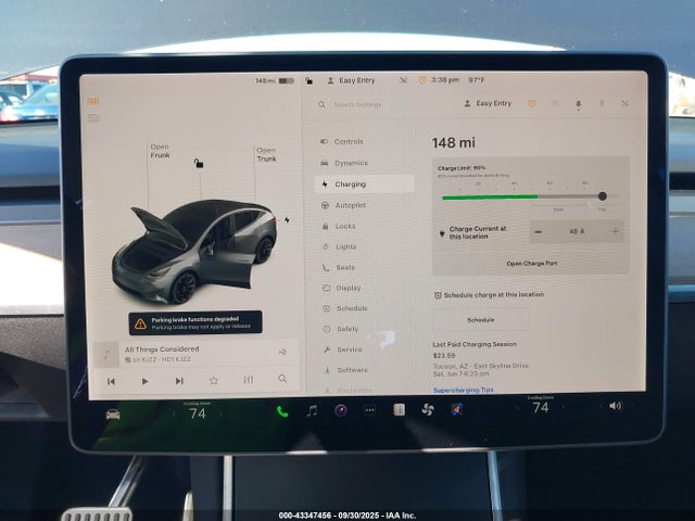 Aukcja sprzedaży 2020 Tesla Model Y Long Range Dual Motor All-wheel Drive, vin: 5YJYGDEE6LF037943, numer aukcji: 43347456