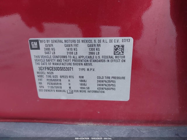 2013 CADILLAC SRX 3GYFNCE30DS653971 Photo 8